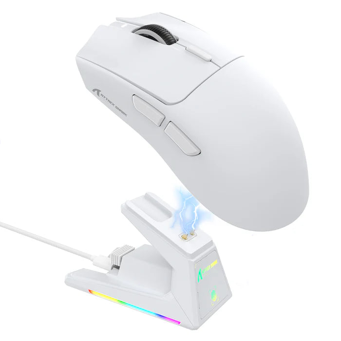 Attack Shark X1 Wireless Gaming Mouse with Touchpad RGB Charging Dock – Black/White (PAW3395PRO Sensor)
