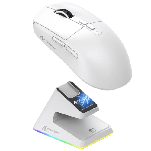ATTACK SHARK X6 Three Modes Gaming Mouse With Charging Dock - White - Gaming Wala Bhai
