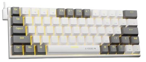 E-Yooso Z11 USB 60% Mini Mechanical Gaming Wired Keyboard - White Grey, Brown Switch