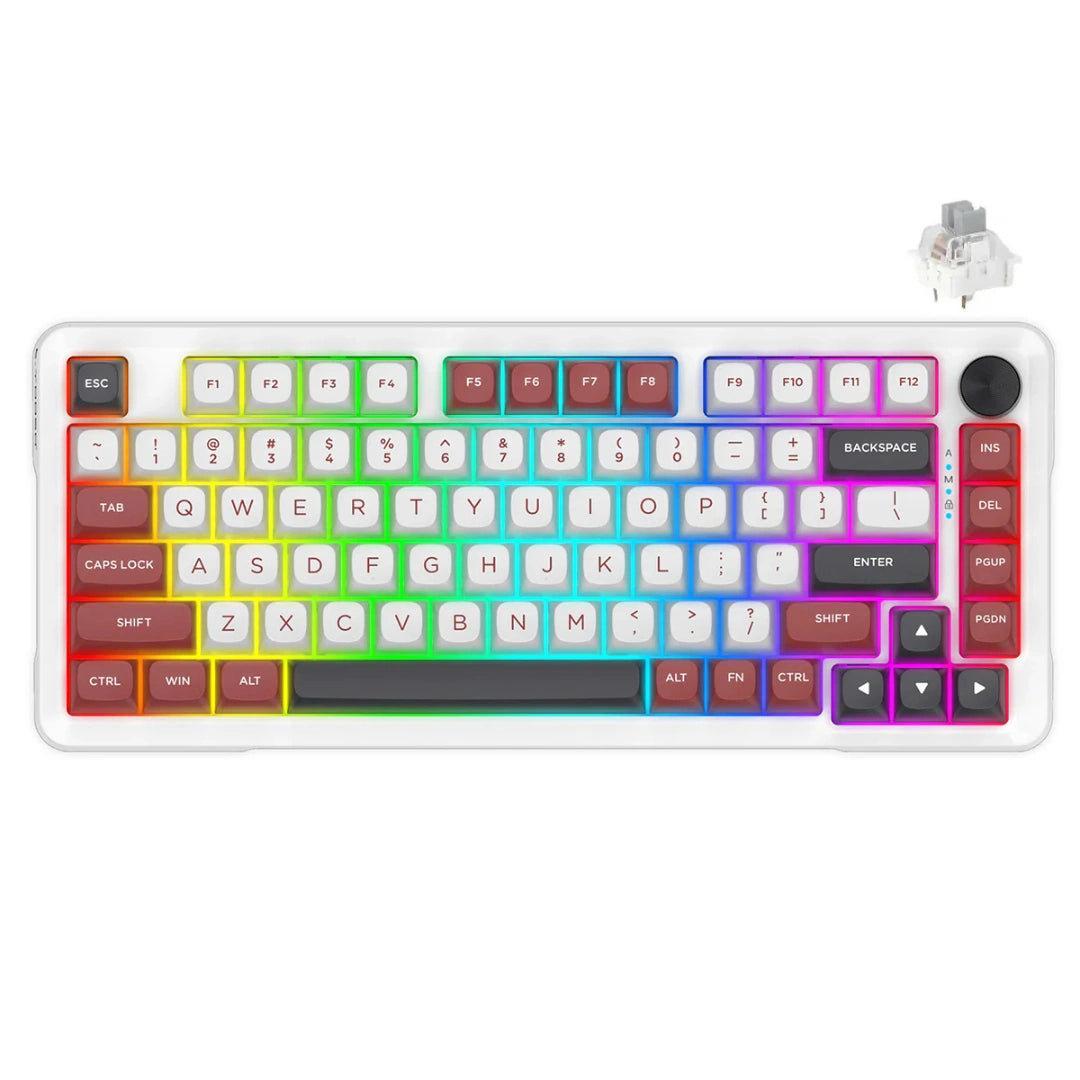 E-YOOSO Z-82 RGB 81-Keys Wired Hot-Swappable Mechanical Keyboard White/Red